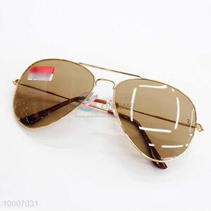Metal Aviator Sunglasses with brown mirror lenses