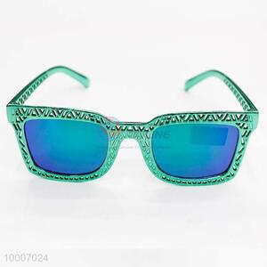 Green Frame Sunglasses with blue mirror lense
