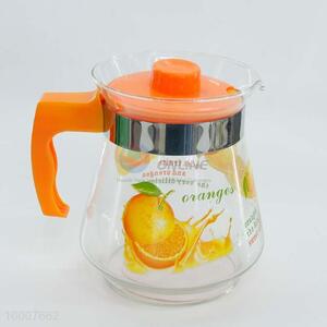 1500ml Glass Tea Pot With Orange Pattern Decoration