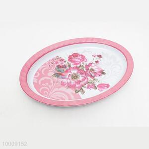 Wholesale Pink Flower Round Plastic Salver With Pink Border