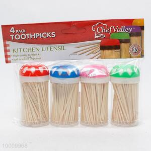 200pcs Bamboo Toothpicks Separated By 4 Bottles
