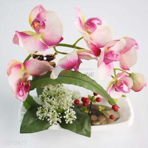 Beautiful Pink Artificial Flower Bonsai of Orchid & Cherry