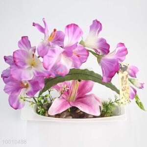 Best Price  Artificial Flower Bonsai of Lily&Butterfly Orchid Indoor&Outdoor Decoration
