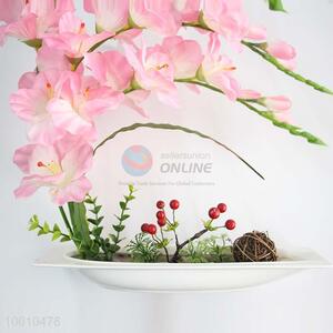 Plastic Artificial Flower Bonsai with Modern Ceramic Vase