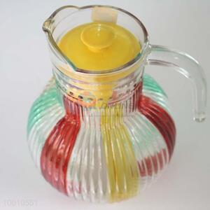 Vintage Rainbow Stripe Round Beer Pot Jug Glass Container