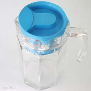 New Arrivals Mugs Tea Beer Coffee Clear Glass Cup with Blue Cover
