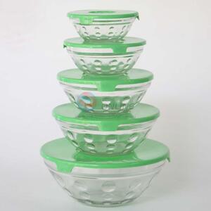 Wholesale 5pcs Glass Bowl with Green Cover