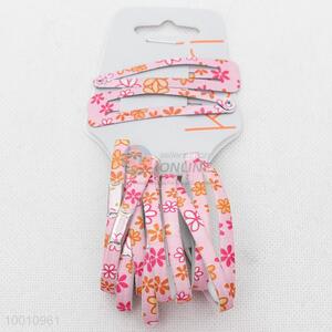 Cute Flower Print Pink Hair Bands Hair Accessory Set