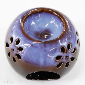 New Purple Round Aroma Ceramic Oil Burner Candle Burner Incense Burner