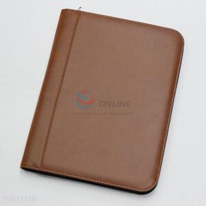 Brown calculator organizer  notebook with zip