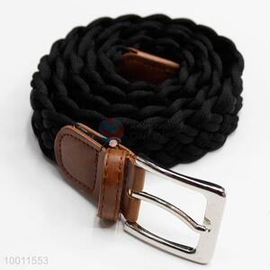Solid Black Braided Waist Belt Strap for Women/Men