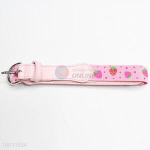 Cute Pink Strawberry Printed Elastic Waist Belt Strap for Women Girls
