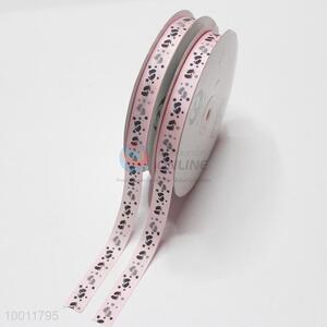Foot printed grosgrain ribbon