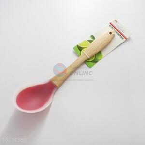 Silicone kitchen spoon with wood handle