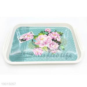 Wholesale Pink Flower Melamine Tray with Handle