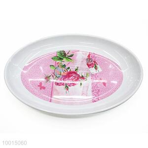 Wholesale Kitchenware Round Melamine Plate with Rose Pattern