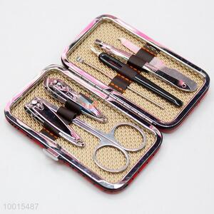 Red Rose Pattern Stainless Steel Women 7Pcs/Set Manicure Set Beauty Tools