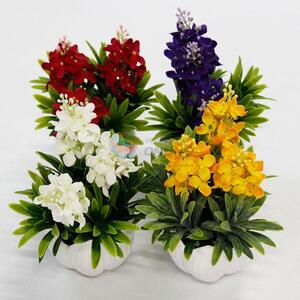 Ceramics Flowerpot Artificial Lilac Plant 4 Colors