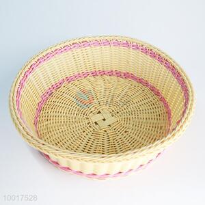 Pink Round Woven Sundries Basket For Decoration