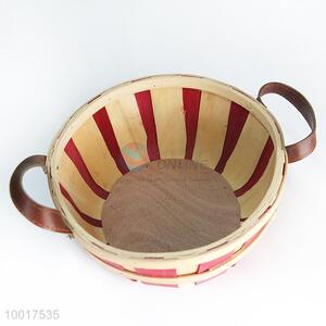 Sundries Woven Basket With PU Handle For Storage/Decoration