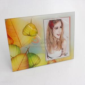 Hot sale glass photo frame with leaves pattern