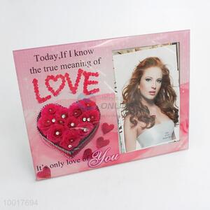 High grade pink photo frame with loving heart pattern