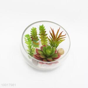 Artificial/Simulation Potted Plant of Lotus Flower with Glass Pot
