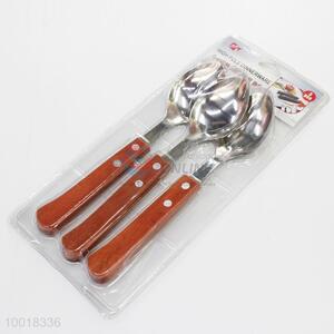 3Pieces stainless steel spoon with wood handle