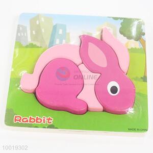 Pink Rabbit Wood Building Block Puzzle