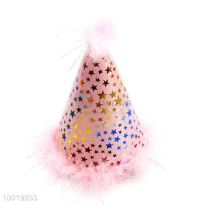 Pink Little Star Pattern Top Party Hat For Birthday