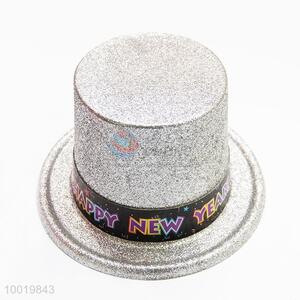 Happy New Year Sliver Party Top Hat Glitter