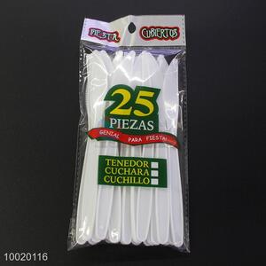 25pcs 17CM White Plastic Knives Set