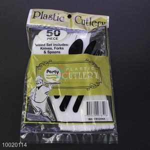 50pcs White Plastic Forks Set