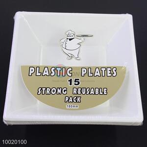 Disposable 10 Inch White Square Plates Set of 15pcs