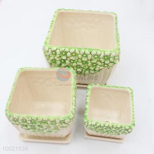 3pcs ceramic square flower pot