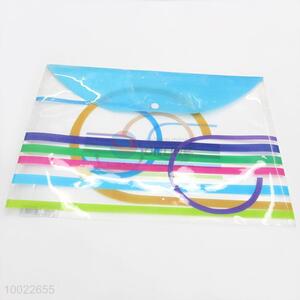 Plastic clear fashion document file bag pockets with botton
