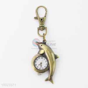 Copper Small Pendant Watch Shaped in Dolphin, with Stainless Steel Back