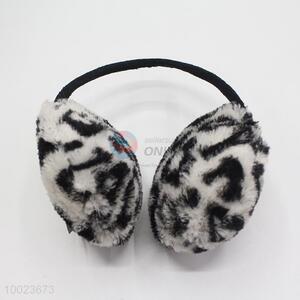 Warm white-black leopard earshield/earmuff