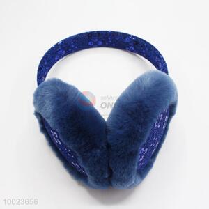 2015 new design winter warm blue paillette earmuff for girls