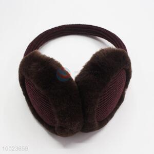 Fashion brown warm plush knitted earmuff