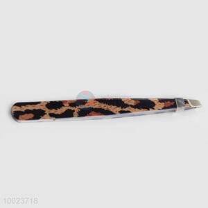 Wholesale Leopard Print Slice Make Up Tool Stainless Steel Eyebrow Tweezers