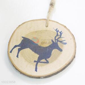 Christmas Decoration Pendant Wood Disk with the Deer Pattern