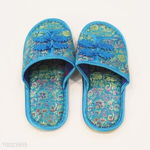 Open Head Tapestry Satin Slippers For Adults