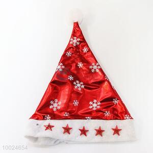 High Quality Red Snow Pattern Christmas Hat with Light