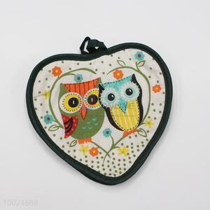 Owl pattern heart shape cloth mat