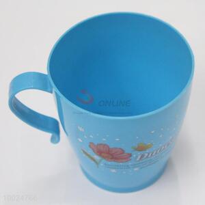 Hot Sale 8.5*9.5cm Plastic Teacup with Handle, Printed with Flowers