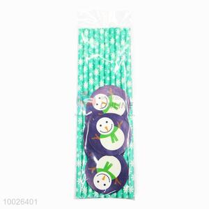 Wholesale Snow Pattern Green Paper Straw
