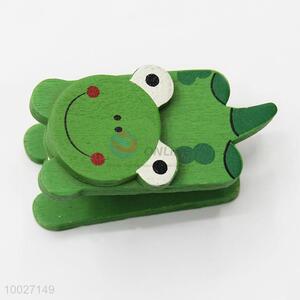 Cute green frog wooden stapler craft decorations