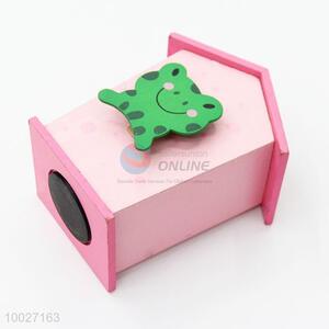 Cartoon pink wooden money pot with animal shaped clips