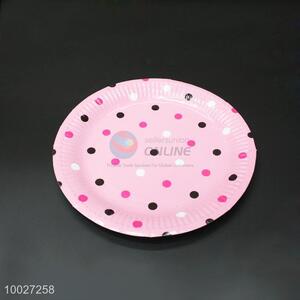 Pink Disposable Dotted Paper Dish/Plate